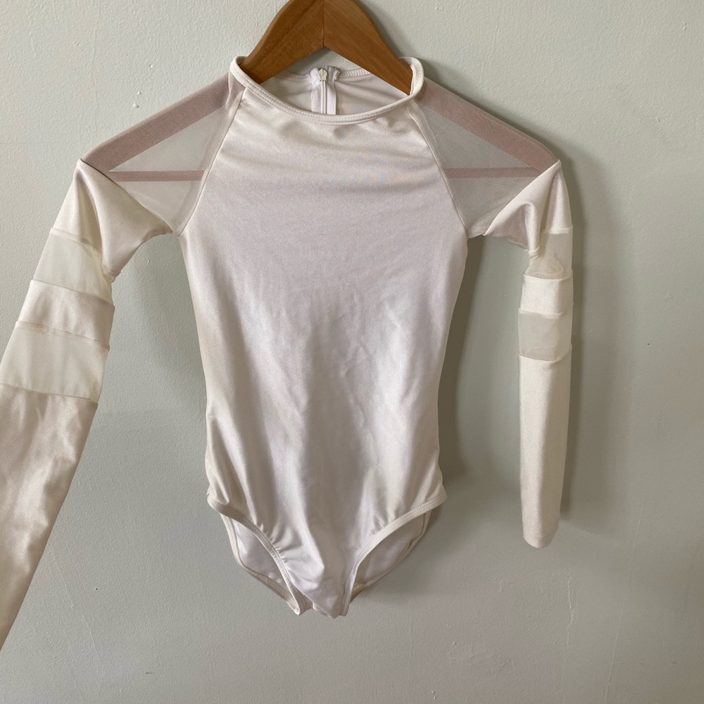 Black and White mesh sleeve leotard